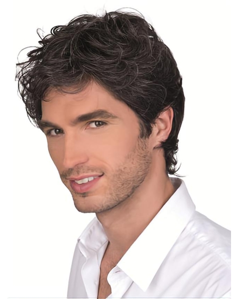 Monofilament Curly Short Men Wigs