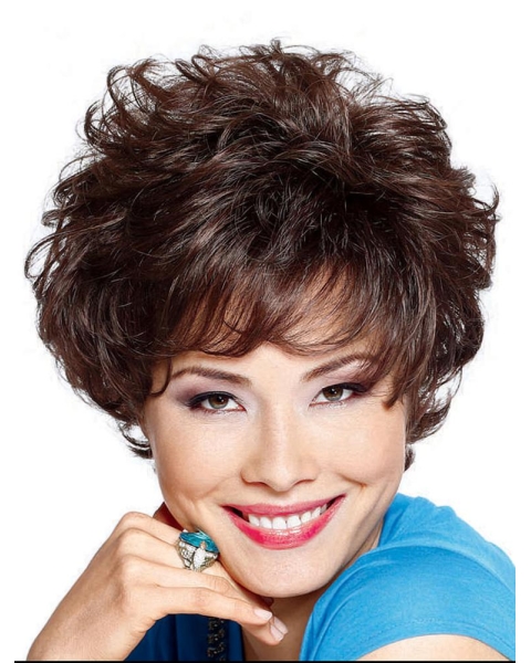 Brown Unique Layered Curly Short Wigs