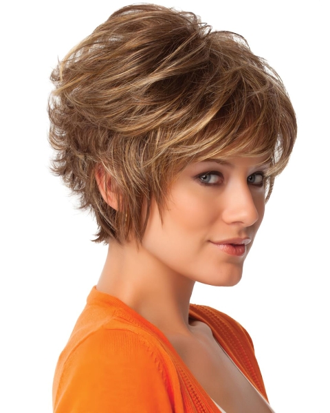 Faddish Auburn Curly Short Synthetic Wigs