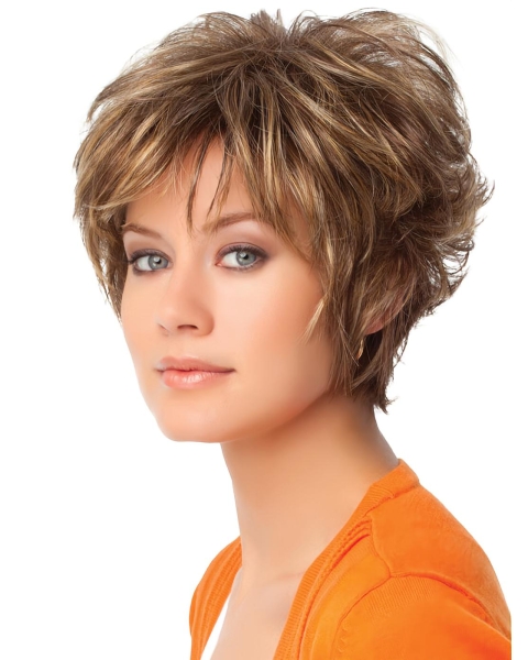 Faddish Auburn Curly Short Synthetic Wigs