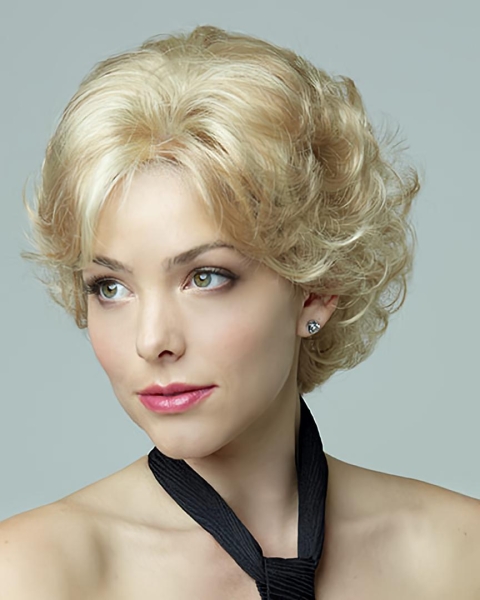 New Blonde Curly Short Petite Wigs