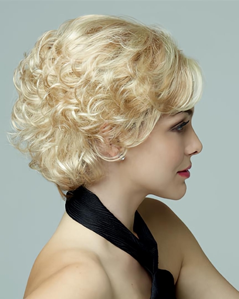 New Blonde Curly Short Petite Wigs