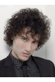 Sleek Black Curly Short Men Wigs