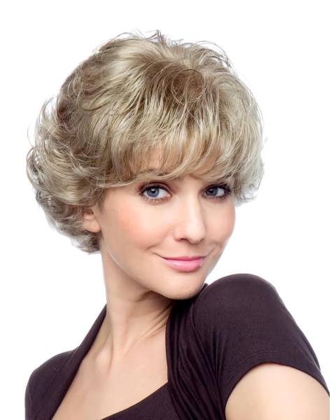 Blonde Curly Synthetic Top Short Wigs