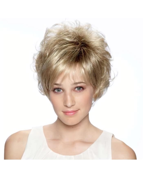 Blonde Curly Synthetic Soft Short Wigs