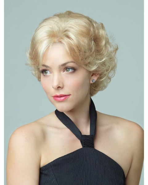 Blonde Curly Synthetic Popular Short Wigs