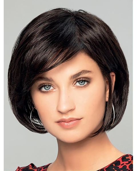 8" Short Straight Black Bobs New Hand Tied Wigs