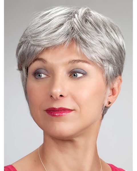 Short Monofilament Synthetic Straight Elderly Lady Wig