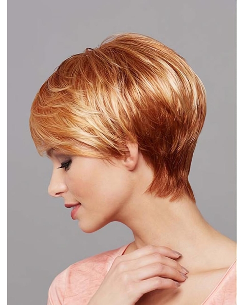 Short Blonde 8" Straight Synthetic Mono Wig