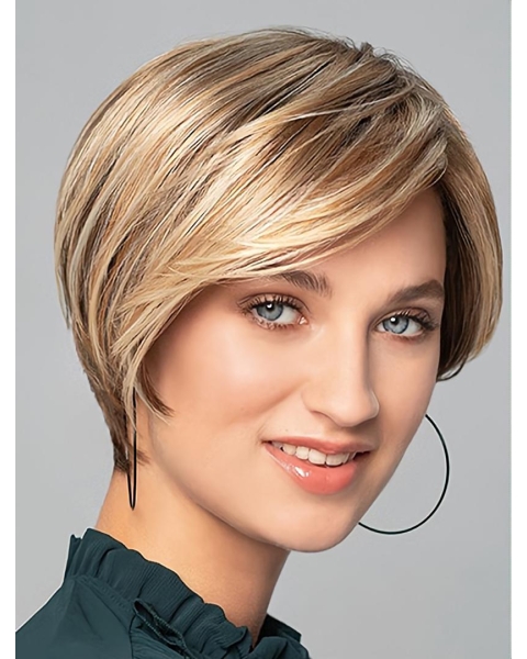 Good  Straight Monofilament Ombre/2 tone Synthetic Boycuts Short Wigs