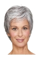 Short Grey Straight 8inch Cheap Classic Lace Front Synthetic Wig