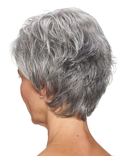 Short Grey Straight 8inch Cheap Classic Lace Front Synthetic Wig