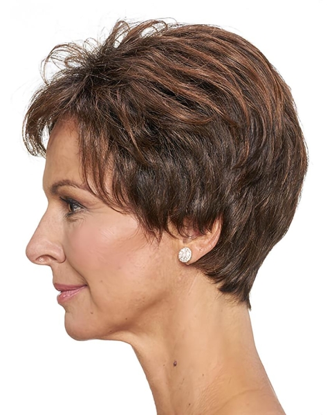 New Arrival  Short Brown Straight 8inch Classic Lace Front Wig On Sale