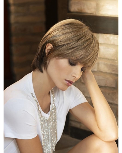 Hot Sale Straight Capless Blonde Synthetic 8inch Boycuts Online Short Synthetic Wigs