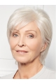 Natural Looking Straight Monofilament Grey Synthetic 10Inch Layered Short Wigs For Older Women