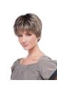 Straight Monofilament Ombre/2 Tone Synthetic 6Inch Layered Natural Short Wigs