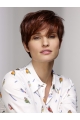 100% Hand-tied 8Inch Short Straight Auburn  Synthetic Wigs With Bangs On Sale