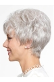 Natural Looking Short Grey Straight 8Inch Grey Wigs For Older Women