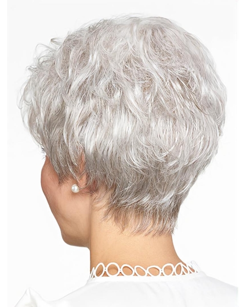 Natural Looking Short Grey Straight 8Inch Grey Wigs For Older Women