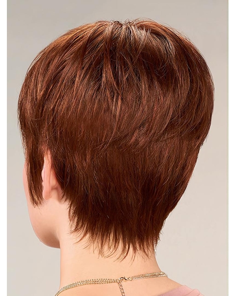 High Quality Short Auburn With Bangs Straight Synthetic Lace Front Wigs For Women 