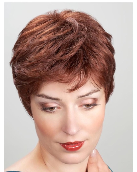 Fashion Short Copper 8Inch Straight Synthetic Monofilament Heat Resistant Wigs