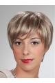 Short Blonde Pixie Cut 8Inch Straight Synthetic Mono Wigs For Older Women