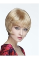 Straight Capless Blonde Synthetic 8" With Bangs Short Wigs