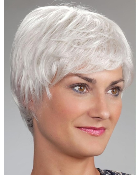 Short Monofilament Synthetic Straight Wigs For Elderly Lady