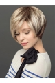 Short 8" Capless Platinum Blonde Straight Ladies Bob Wigs