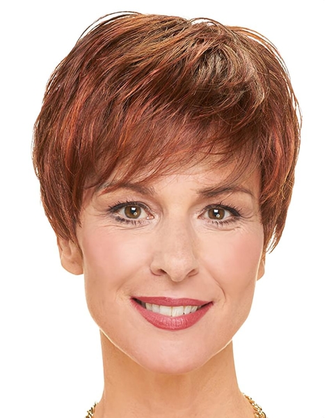 Red Straight Short Layered Monofilament Wigs