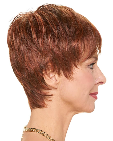 Red Straight Short Layered Monofilament Wigs