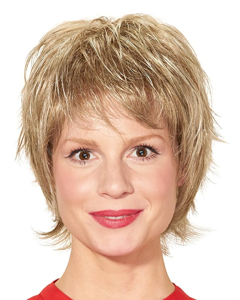 Blonde Straight Short Layered Ready To Wear Monofilament Wigs