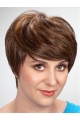 8" Brown Short With Bangs Straight Synthetic Wig