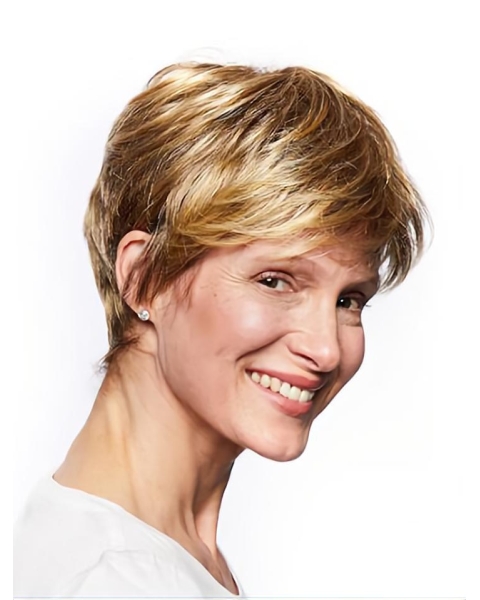 Short Monofilament Straight Blonde Wigs