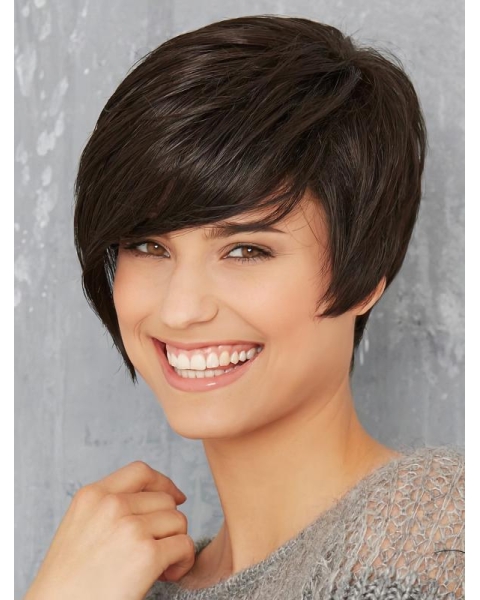 Monofilament Black Synthetic 8" Short Bob Wig