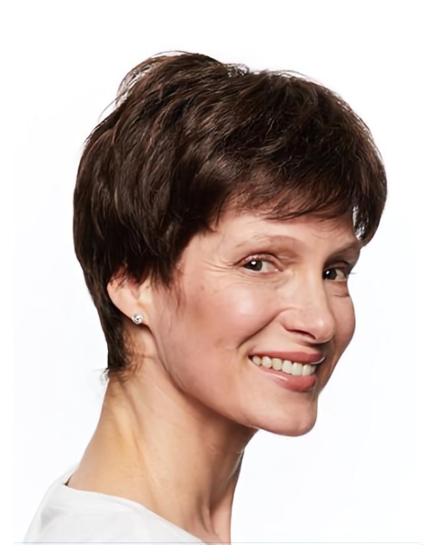 Short Monofilament Straight Brown Wigs For Women