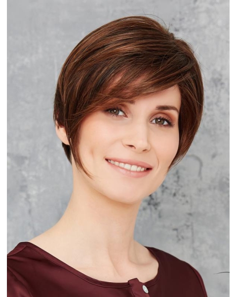 Capless Auburn Synthetic 8" Short Bob Wigs For Women