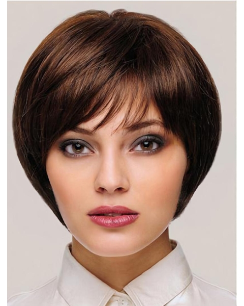 8" Straight Monofilament Synthetic With Bangs Womens Short Wigs