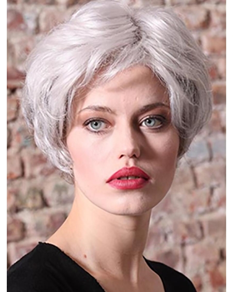 Synthetic 8" Straight Short Grey Women Classic Wig