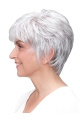 100% Hand-tied Grey Short Straight 8" Boycuts Synthetic Wigs Good Quality