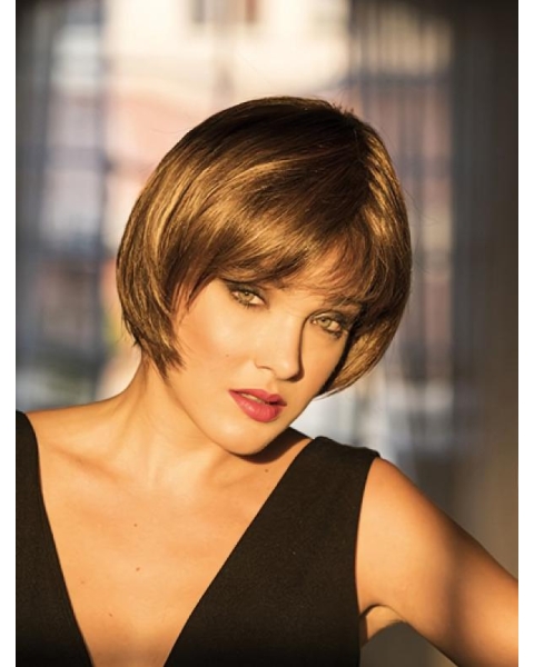 Monofilament Brown Synthetic 8" Short Wig Bob