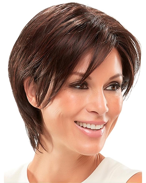 Synthetic Layered Auburn Straight 8" Short Wig