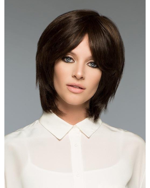 Brown Natural Straight Short Remy Human Hair Bob Wigs