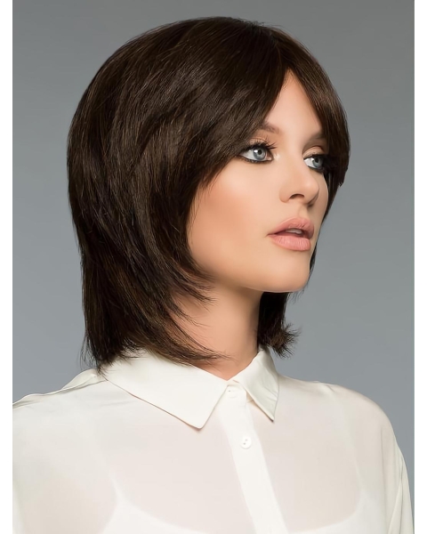 Brown Natural Straight Short Remy Human Hair Bob Wigs