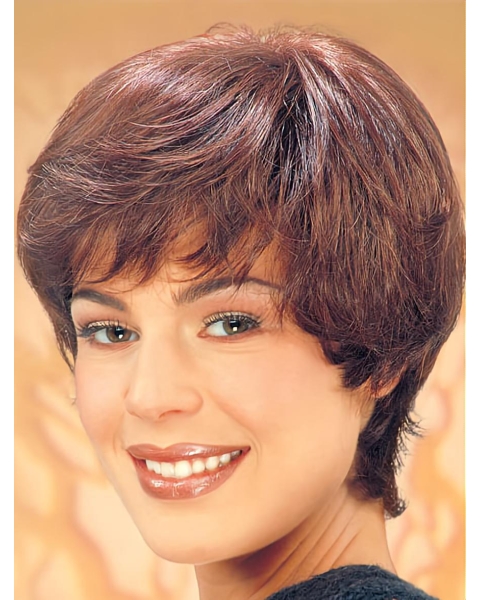 Synthetic Short Straight Brown Trendy Classic Wigs