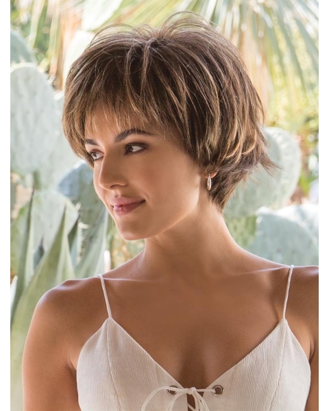 Straight 4" Brown Capless Best Synthetic Short Wigs