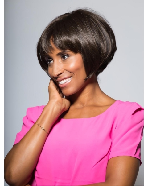 Sleek Short Straight Black Bobs African American Wigs