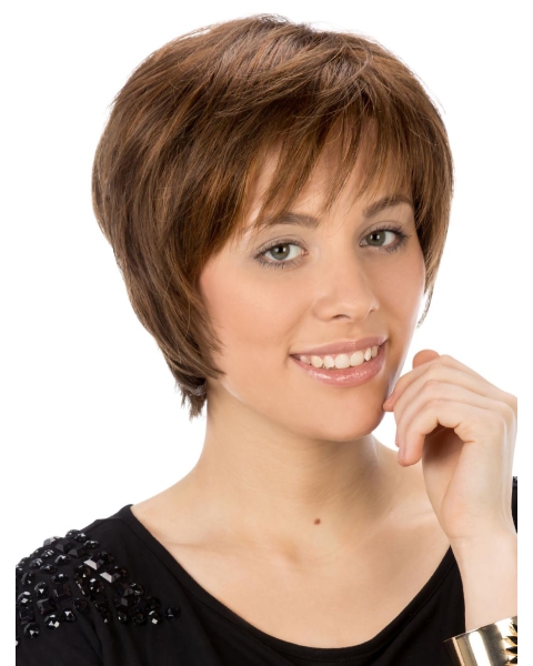 Soft 100% Hand-tied Synthetic Straight 8" Short Wigs