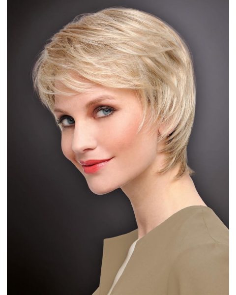 Blonde Straight Monofilament Sassy Boycuts Synthetic Wigs