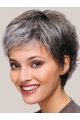 8" Short Straight Beautiful Monofilament Grey Wigs